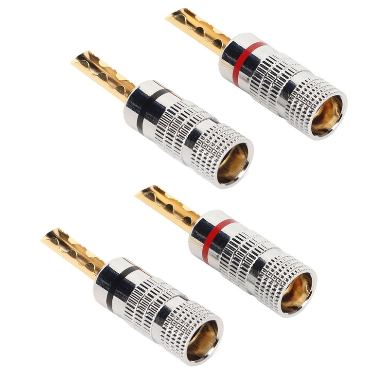 2 Pairs BFA Banana Plug 4mm Gold Plated Brass Serrated