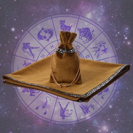 BLESSUME Altar Tarot Tablecloth Divination Wicca Velvet Cloth with Tarot Bag One Size (Yellow)