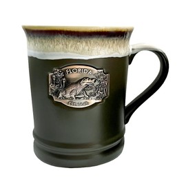 Americaware Florida 3D Medallion 18 oz Reactive Glaze Mug, Brown