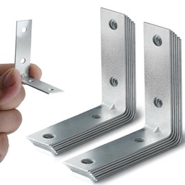 ZAVIA 12Pcs Galvanized Steel L Shaped Brackets for Wood (50mm x 50mm) with Screws | | Fixing & Wooden Repairs