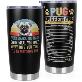 DECZHIYU Pug Gifts for Pug Lovers - Christmas Birthday Gifts for Pug Lovers - Pug Gifts for Dog Mom Dad - 20oz Insulated Tumbler Pug Gifts for Women Men - Coffee Cup Gifts for Dog Lovers Owners