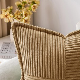 MIULEE Brown Corduroy Lumbar Pillow Covers 12x20 Inch 12x20 Inch with Splicing Set of 2 Soft Boho Pillow Covers Broadside Decorative Textured Pillowcases for Couch Bed Livingroom