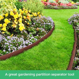 4-Inch x 33 FT Landscape Edging Border with 50 Spikes, Garden Edging Lawn Border Kit, Plastic Edging Border Flexible for Garden Flower Beds Lawn Yard Pathway (Brown)