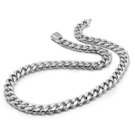H&Beautimer Men Fashion 925 Sterling Silver Necklace 10mm-18 20 "22" 24" 26" 28" Curb Cuban Chain Solid Thick Large Link Chocker Jewelry Gift (Classic style, 18 inches)