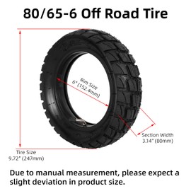WATODAY 80/65-6 Tire with Inner Tube, 10x3.0 Inflatable Off Road Tire for Electric Scooter Pneumatic E-Bike 255x80 Tires compatible with 36v 48v 400w 500w 800w Hub Motor Mijia M365