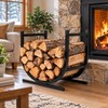 Firewood Log Holder for Indoor Fireplace Storage – Black Metal