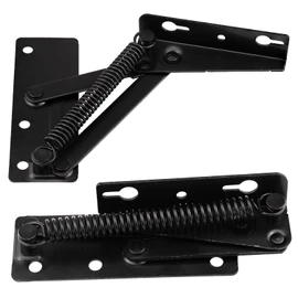 2 Pcs 80 Degree Bench Seat Hinge Foldable Lifting Bracket Heavy Duty Black Spring Hinges Widely Used in Toy Box Chest,Piano Stool,Folding Sofa Bed Corner Cabinet,Furniture Storage Support Hinges