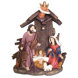 Holy Family with Flash in 9 Inch Holy Family Light Nativity House Christmas Home Decor