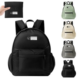 15L Foldable Backpack Lightweight Hiking Rucksack for Women Men Small Water Resistant School Bag Packable Backpack for Outdoor Sports Travelling Walking Camping Hiking (Black)