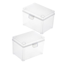 CORHAD 2Pcs Small Plastic Storage Boxes with Hinged Lids Portable Containers for Jewelry Pills and Small Items for Organizing Desktop and Travel Needs
