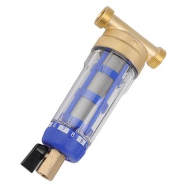 Reusable Whole House Spin Down Sediment Water Filter, 40-60um Flushable Prefilter Filtration, Brass Waterdrop Spin Down Sediment Filter 1in MNPT 3/4in FNPT 3/4in MNPT