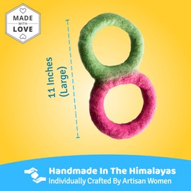 Le Sharma Eco-Tug, All Natural Wool, Handmade, Organic and Eco-Friendly, Dog and Puppy Play Toy (Large 11", Green/Red)