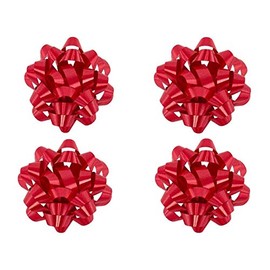Worlds Red Gift Wrap Bows,Satin Finish Confetti Bows-Christmas Ribbon Gift Bows 4" Inch (12 Pack)