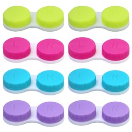 4 Colours Contact Lens Case Pack of 8, Coloured Contact Lens Case, Travel Contact Lens Case Set, Leak-proof Travel Contact Lens Case, for Home and Travel, blue, Coloured