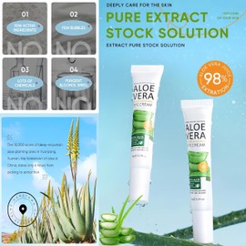 Korean Hydrating Eye Cream with 98% Aloe Vera - Instant Brightening & Moisturizing Under Eye Treatment for Tightening and Hydration - Aloe Vera Eye Moisturizer
