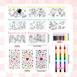 DIY Fabric Bags for Painting, Children's Storage, 8 Pieces Pencil Case for Painting for Children + 3 Pieces Stackable Wax Crayons DIY Graffiti Non-Woven Fabric Bag for Children