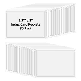 30 Pcs Self-Adhesive Index Card Holders Business Card Pockets Clear Plastic Labels Holders for Organizing Storage Bins Library Card Shelves (3.14 x 2.28 Inches)