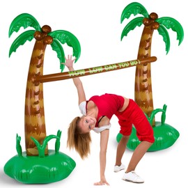 Fovths 75 Inch Hawaiian Inflatable Limbo Party Game Set Palm Tree Limbo Outdoor Game Set Tropical Theme Fun for Summer Indoor Outdoor Beach Pool Birthday Party Game Activities