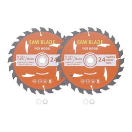 Kozelo 2pcs Circular Saw Blade - [7-1/4-inch x 24 Teeth x 5/8-inch Arbor] Circular Cutting Blade with 5/8" to 3/8" Washer Adapter for Woodworking Plastic Use, 8500RPM