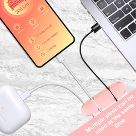 Mabor 3PCS Cable Clips Cord Wire Organizer Electrical Cable Management Holders 4 Hole Silicone Cable Harness USB Charging Accessory Cute Cable Holder for Office and Home Desk (Pink)