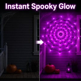 Halloween Spider Web LED Light for Party Décor – Purple 4.5V PVC Accent Lighting for Haunted House Displays