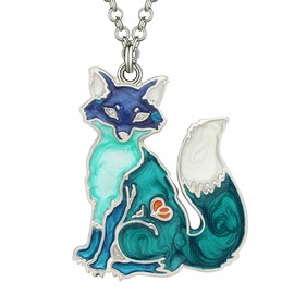 DALANE Enamel Alloy Fox Necklace Pendant Wildlife Jewellery Fox Chain Gifts for Women Girls Party Favors, enamel, No Gemstone