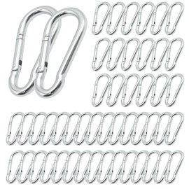 EATAKWARD 100PCS Heavy Duty Carabiner Clips, 5/16 Inch M8 Spring Snap Hooks 3-Inch Galvanized Steel Safety Buckle Clip Quick Links Connector for Hammocks Swings Gym Outdoor Equipment Rowing