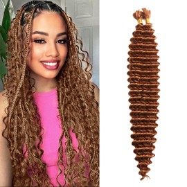Seimainurs Deep Wave Crochet Hair Long Curly Braiding Hair for Boho Braids Ocean Wave Braiding Hair for Black Women (30#, 24 Inch (Bundles of 2))