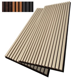 AMZDEPOT Wood Slat Wall Panel, 48'' x 24'' Wood Panels for Wall, 3D Soundproof Wall Panels, Large Acoustic Panels for Interior Ceiling and Wall Decor Noise Reduction, 2 Pack, Oak