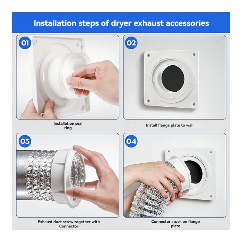 PRATYAHARA Dryer Vent Wall Plate with (4.8 Feet) Twist Lock