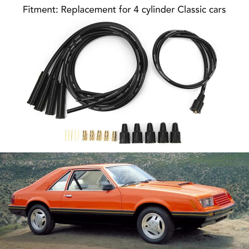 Spark Plug Cable Set, Heavy Duty, 8mm Diameter, High Efficiency