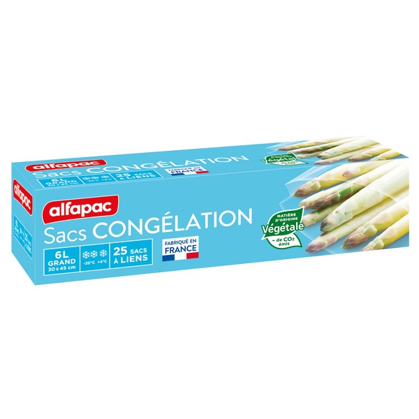 ALFAPAC - 25 freezer bags, with binding, large, Vegetal Origin