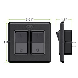 Leisure LED Modern Double SPST On-Off Switch with Bezel, 12-Volt, for RV, Trailer, Camper, with Label Sticker (Black)