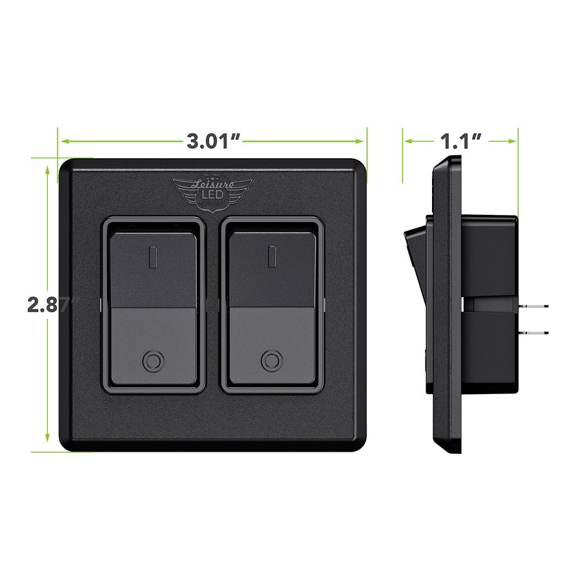 Leisure LED Modern Double SPST On-Off Switch with Bezel, 12-Volt,