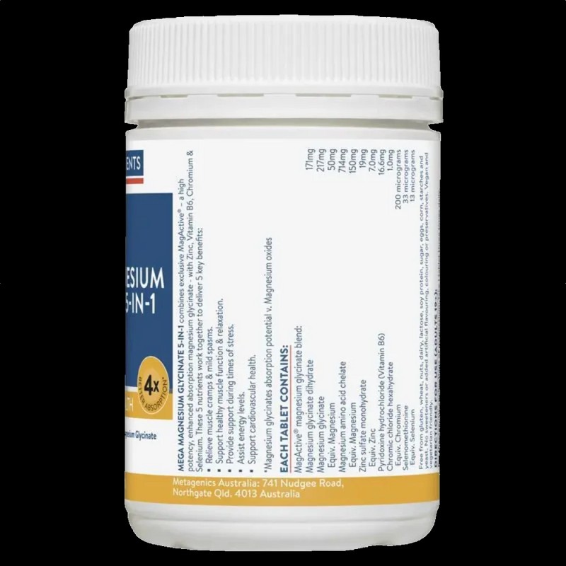 Ethical Nutrients Mega Magnesium Glycinate 5-in-1 120 Tablets