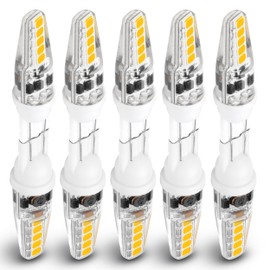 Xyanmc T5 T10 Wedge Base LED Landscape Bulbs 12V Low Voltage 2W 300lm, DC10-30V/AC12-24V 2700K Warm White for Outdoor Landscape Path Deck RV Camper Lights, 10 Pack