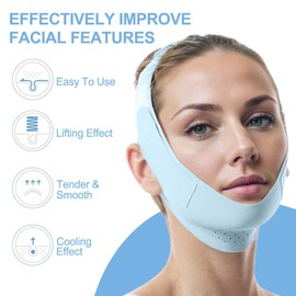 SexxLady V Gesichtsmasken,Wiederverwendbare V-Linienmask, für Doppelkinn und schlaffe Gesichtshaut,Blau