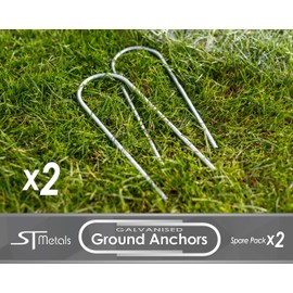ST Metals Football Goal Pegs/Ground Anchors - Pack of 2 U-Shaped Pegs - Made from 8mm Diameter, Heavy Duty Galvanised Steel. Extra Long - 10.5-inch for Firmer Hold. Fits all Samba/Forza Goals