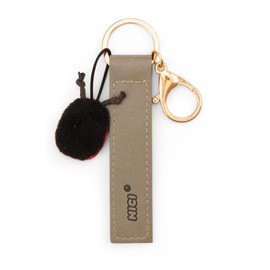 Key Ring "Alles Gute!" Faux Leather Cord Olive 10 cm with Ladybird