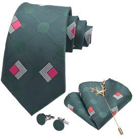 Mens Christmas Tie Set 1980s Vacation movie Costume Accessory Holiday Novelty Necktie and Pocket Square Party Dress up Graphic Necktie