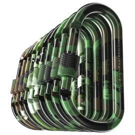 Carago Carabiner Clips with Screw Gate, 10 Pack Carabiners Hiking Clips with 7.5mm Diameter Aluminum Rod(Camouflage)