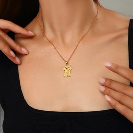 ACJFA Sterling Silver Bichon Frise Necklace Cute and Vivid Golden Maltese Dog Pendant Necklace Birthday Christmas Jewelry Gift for Friends Mothers