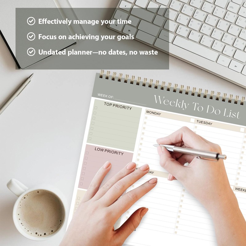 Weekly To Do List Notepad, Undated Planner with 52 Sheets