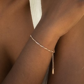 Made by Nami Stainless Steel Cuban Link Bracelet for Women - Minimalist Cuban Chain Bracelet - Rose Gold Chain Bracelet for Women