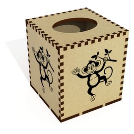 Square 'Cheeky Monkey' Wooden Tissue Box Cover (TB00010447)