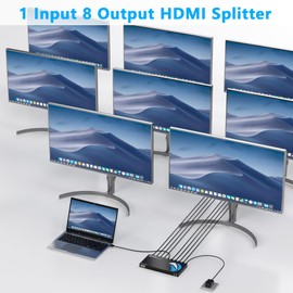 HDMI Splitter 1 in 8 Out, 8 Port Powered HDMI Splitter 1 in 2 Out/3 Out/4 Out /8 Out, 4K@30Hz 3D Multi Monitor Outputs, HDMI Hub for Multiple Monitors, HDMI Splitters for Projector, Monitor, HDTV