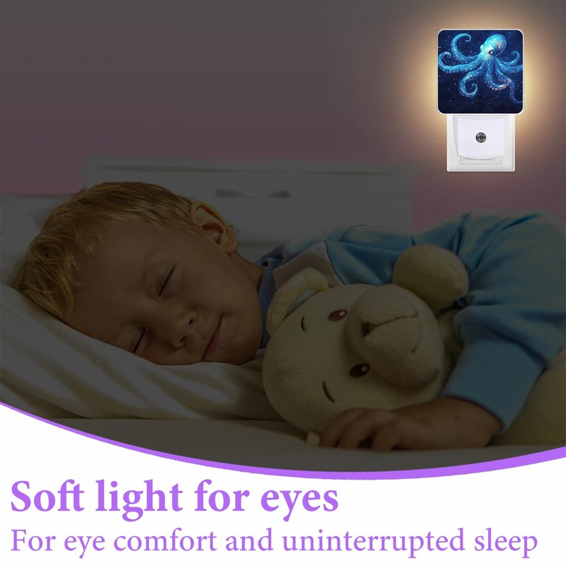Blue Octopus Night Light,Sea Animals Night Lights Plug into Wall,Led