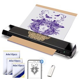 ORGBRO Tattoo Stencil Printer, X8 Thermal Tattoo Transfer Printer with 30pcs Transfer Paper, A4/A5/A6 3-in-1 Wireless Tattoo Machine for Tattoo Artists & Beginners, Compatible with Phone/Tablet/PC