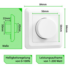 Greenandco® GC-200 Flush-Mounted LED and Halogen Dimmer 1-200 Watt