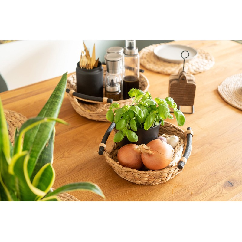 Decorasian Woven Water Hyacinth Storage Basket with Handles - Gift